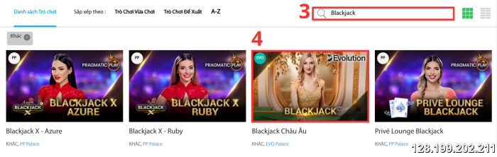 Chọn trò chơi Blackjack yêu thích