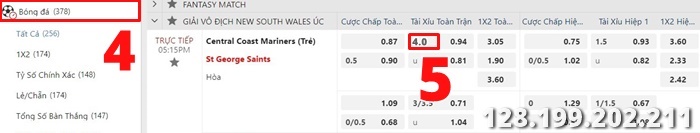 Chọn kèo tài xỉu 4.0 mà bạn muốn đặt